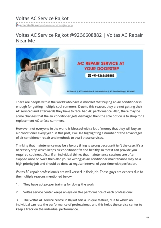 Voltas AC Service @9266608882 Rajkot