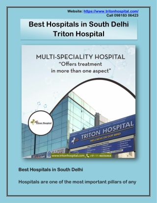 Best Hospitals in South Delhi - Triton Hospital