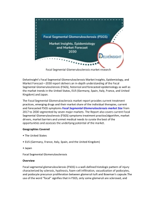 Focal Segmental Glomerulosclerosis market size and share 2020