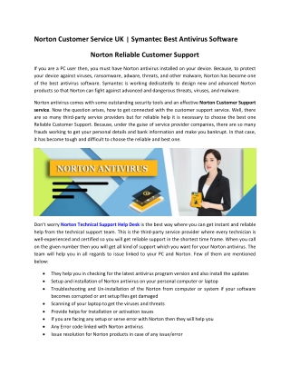 Norton Customer Service UK |8003689064| Symantec Best Antivirus