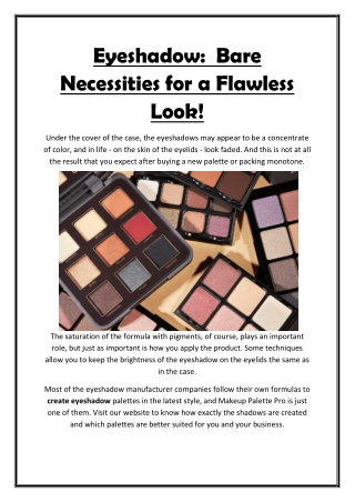 Eyeshadow: Bare Necessities for a Flawless Look!