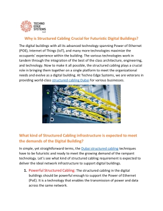 Why is Structured Cabling Crucial for Futuristic Digital Buildings?