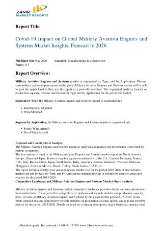 Military Aviation Engines and Systems Market Insights, Forecast to 2026