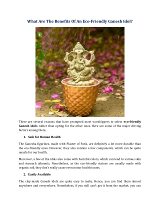 What Are The Benefits Of An Eco-Friendly Ganesh Idol?