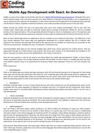 Mobile App Development with React: An Overview