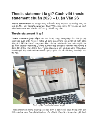 Thesis statement là gì? Cách viết thesis statement chuẩn 2020 | Luận Văn 2S