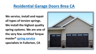 Residential Garage Doors Brea CA