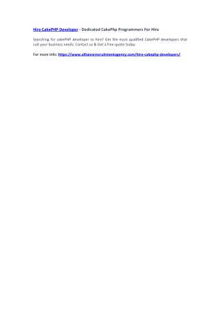 Hire CakePHP Developer - Dedicated CakePhp Programmers For Hire