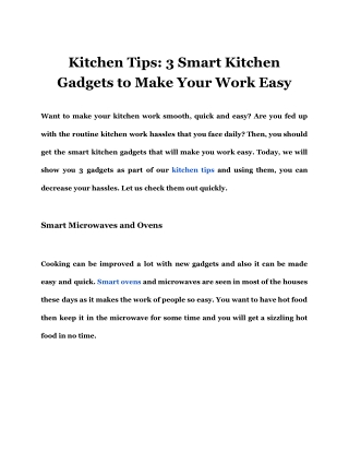 Kitchen Tips: 3 Smart Kitchen Gadgets to Make Your Work Easy