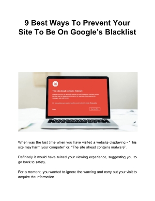 9 Best Ways To Prevent Your Site To Be On Google’s Blacklist