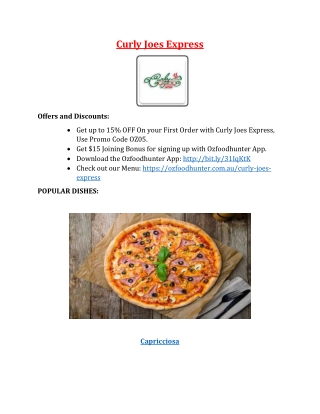 15% Off - Curly Joes Express italian restaurant menu - Fitzroy North, VIC