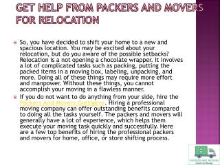 Get Help From Packers And Movers For Relocation