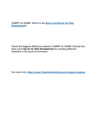 XAMPP Vs WAMP: Which is the Best Local Server for Web Development?