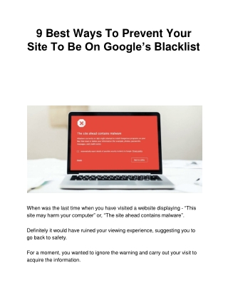 9 Best Ways To Prevent Your Site To Be On Google’s Blacklist