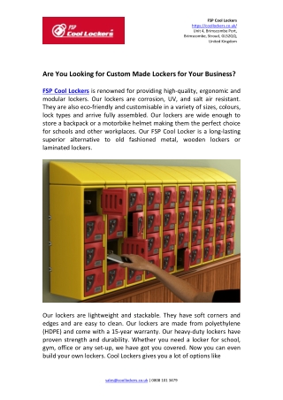 Are You Looking for Custom Made Lockers for Your Business?