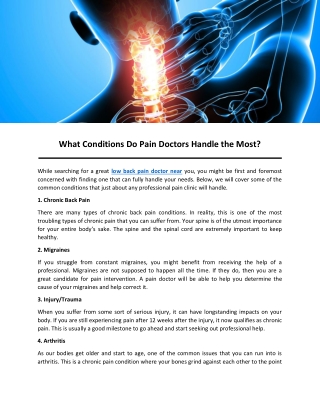 What Conditions Do Pain Doctors Handle the Most?