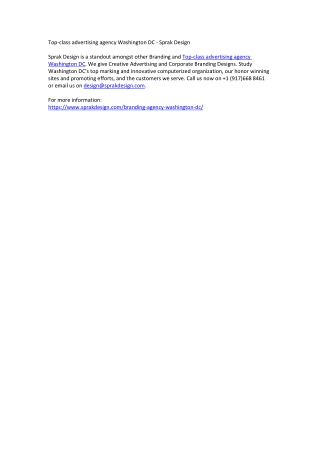 Top-class advertising agency Washington DC - Sprak Design