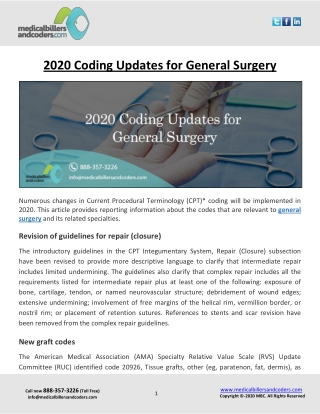 2020 Coding Updates for General Surgery