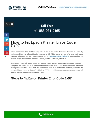 How to Resolve Fix Epson Printer Error Code 0x97