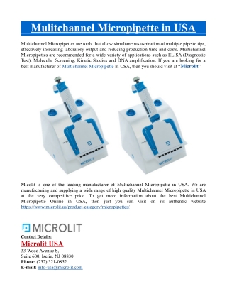 Mulitchannel Micropipette in USA