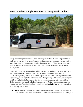 How to Select a Right Bus Rental Company in Dubai?