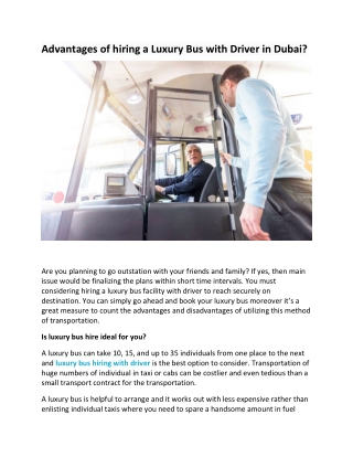 Advantages of hiring a Luxury Bus with Driver in Dubai?