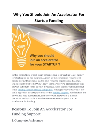 Startup Paisa - Why You Should Join An Accelerator For Startup Funding