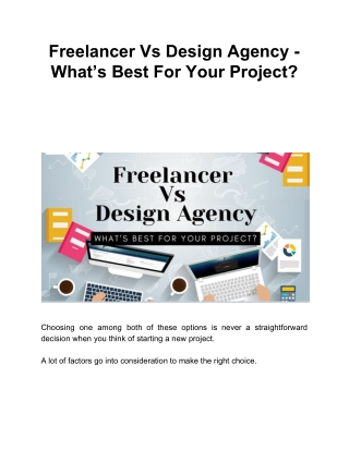 Freelancer Vs Design Agency - What’s Best For Your Project?