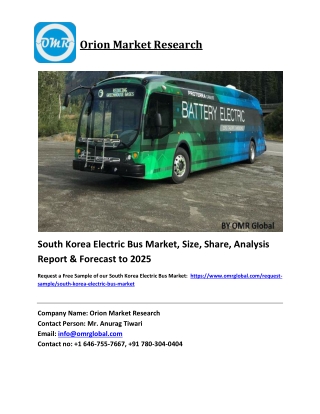 South Korea Electric Bus Market Growth, Size, Share, Industry Report and Forecast 2019-2025