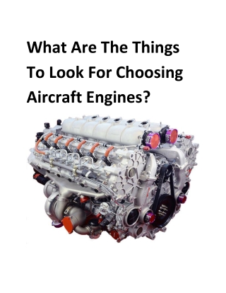 Things To Look For Choosing Aircraft Engines