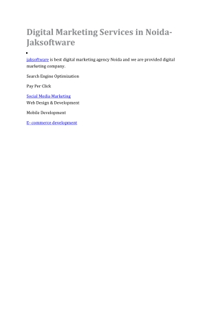 digital marketing services noida- JAK SOFTWARE