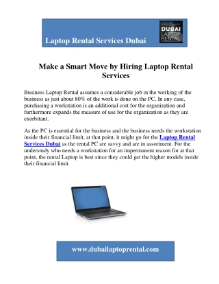 Make a Smart Move by Hiring Laptop Rental Services