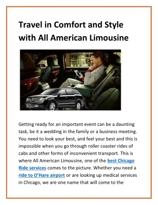 Travel in Comfort and Style with Limo Service Chicago