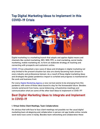 Top Digital Marketing Ideas to Implement and Work from Home Tools in COVID-19