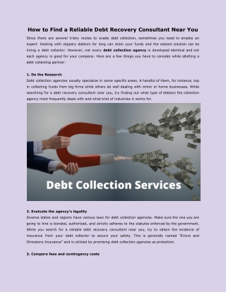 How to Find a Reliable Debt Recovery Consultant Near You