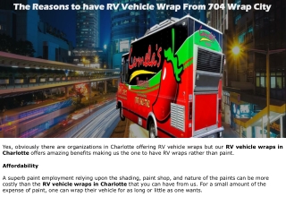 The Reasons to have RV Vehicle Wrap From 704 Wrap City