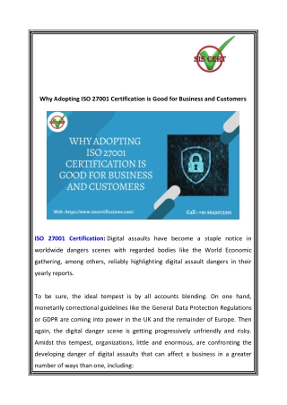 Why Adopting ISO 27001 Certification is Good for Business and Customers