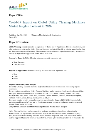 Utility Cleaning Machines Market Insights, Forecast to 2026