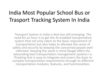 India Most Popular School Bus or Trasport Tracking System In India