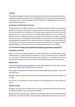 Automotive Fuel Rail Industry