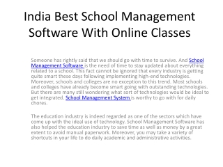 India Best School Management Software With Online Classes