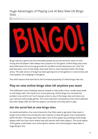 Huge Advantages of Playing Live At Best New UK Bingo Sites