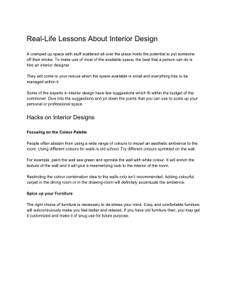 Real-Life Lessons about Interior Design