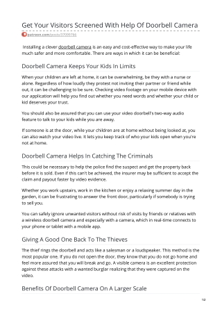 Get Your Visitors Screened With Help Of Doorbell Camera