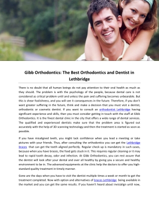 Gibb Orthodontics: The Best Orthodontics and Dentist in Lethbridge