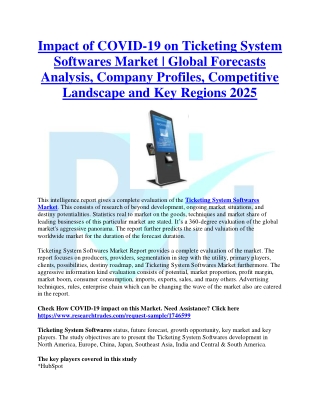 Impact of COVID-19 on Ticketing System Softwares Market 2019-2025