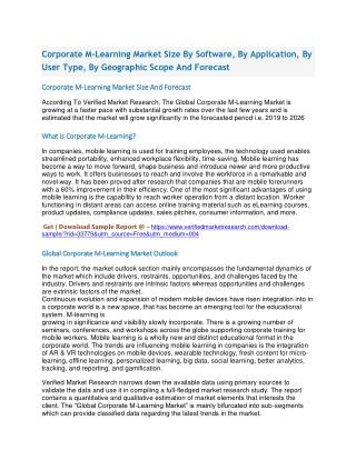 Corporate M-Learning Market Size By Software, By Application, By User Type, By Geographic Scope And Forecast