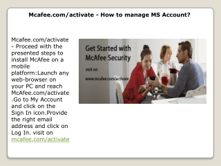 Mcafee.com/activate - How to manage MS Account?