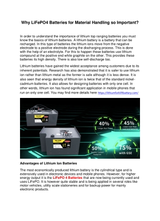 Why LiFePO4 Batteries for Material Handling so Important?