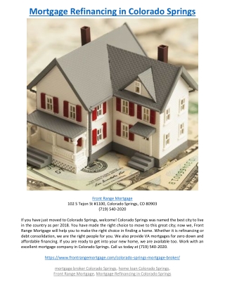 Mortgage Refinancing in Colorado Springs